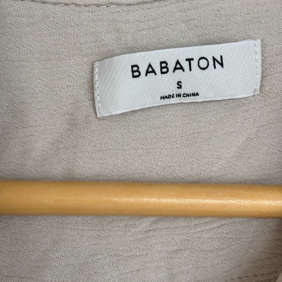 🇨🇦 BABATON 20” PTP Viscose Cropped Collared Button-Up Top, Cream, Size Small. - Picture 5 of 11